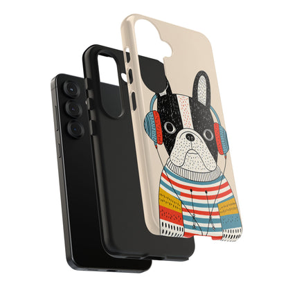 Music Dog Phone Case for iPhone and Samsung Galaxy, Cute Headphones Dog Protective Case