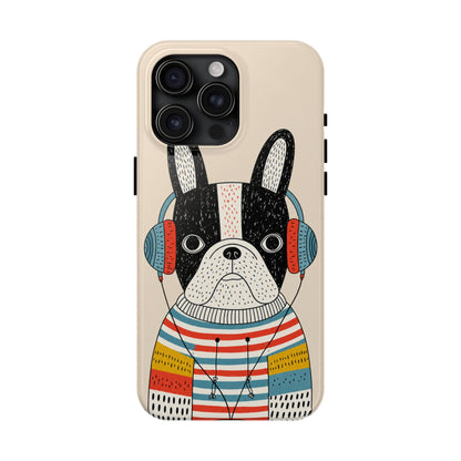 Music Dog Phone Case for iPhone and Samsung Galaxy, Cute Headphones Dog Protective Case