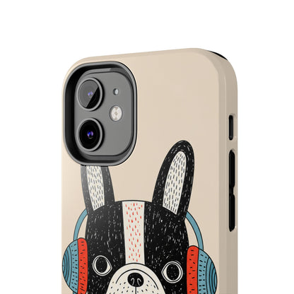 Music Dog Phone Case for iPhone and Samsung Galaxy, Cute Headphones Dog Protective Case