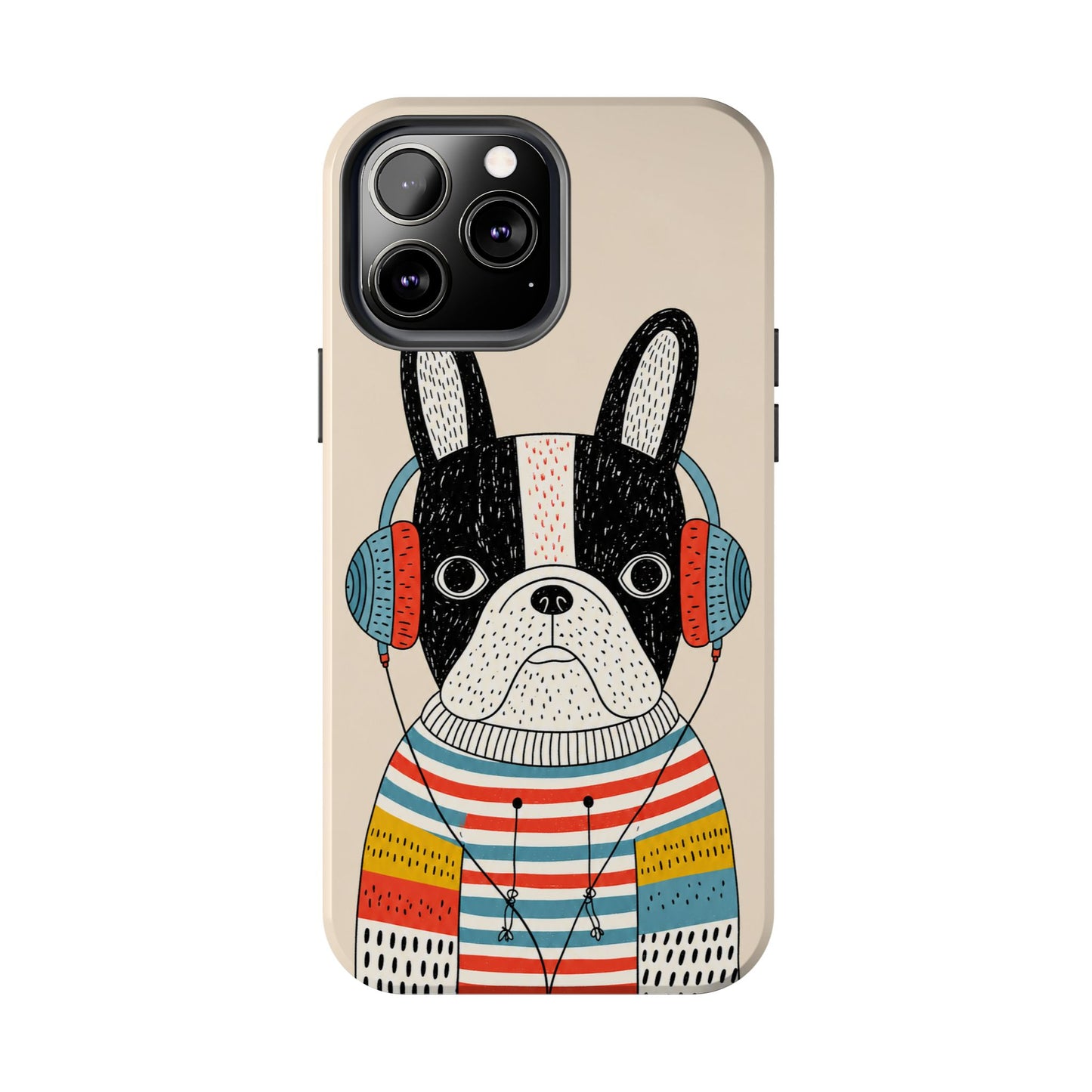 Music Dog Phone Case for iPhone and Samsung Galaxy, Cute Headphones Dog Protective Case