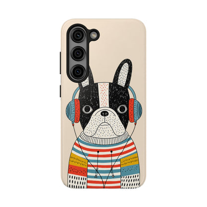 Music Dog Phone Case for iPhone and Samsung Galaxy, Cute Headphones Dog Protective Case