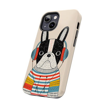 Music Dog Phone Case for iPhone and Samsung Galaxy, Cute Headphones Dog Protective Case