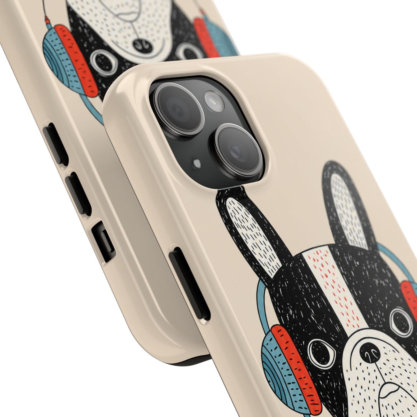 Music Dog Phone Case for iPhone and Samsung Galaxy, Cute Headphones Dog Protective Case