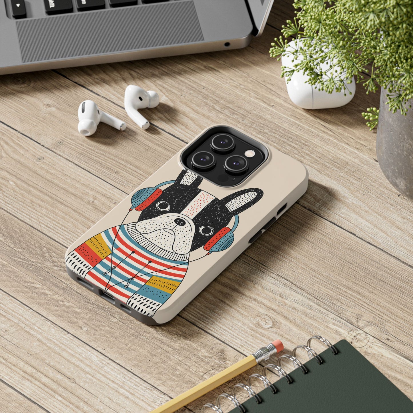 Music Dog Phone Case for iPhone and Samsung Galaxy, Cute Headphones Dog Protective Case