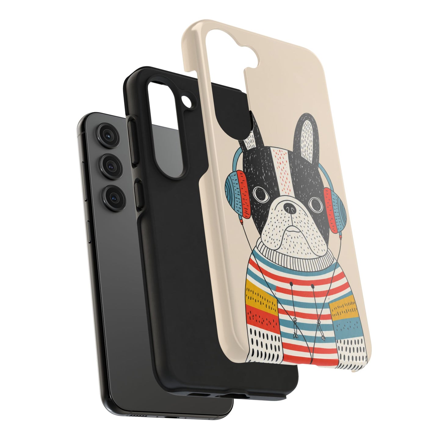 Music Dog Phone Case for iPhone and Samsung Galaxy, Cute Headphones Dog Protective Case