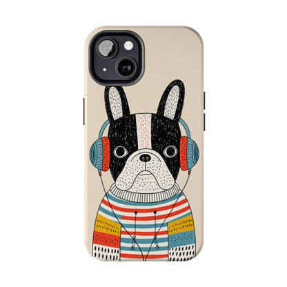 Music Dog Phone Case for iPhone and Samsung Galaxy, Cute Headphones Dog Protective Case