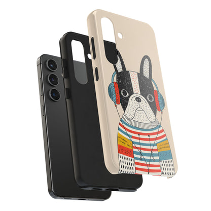 Music Dog Phone Case for iPhone and Samsung Galaxy, Cute Headphones Dog Protective Case
