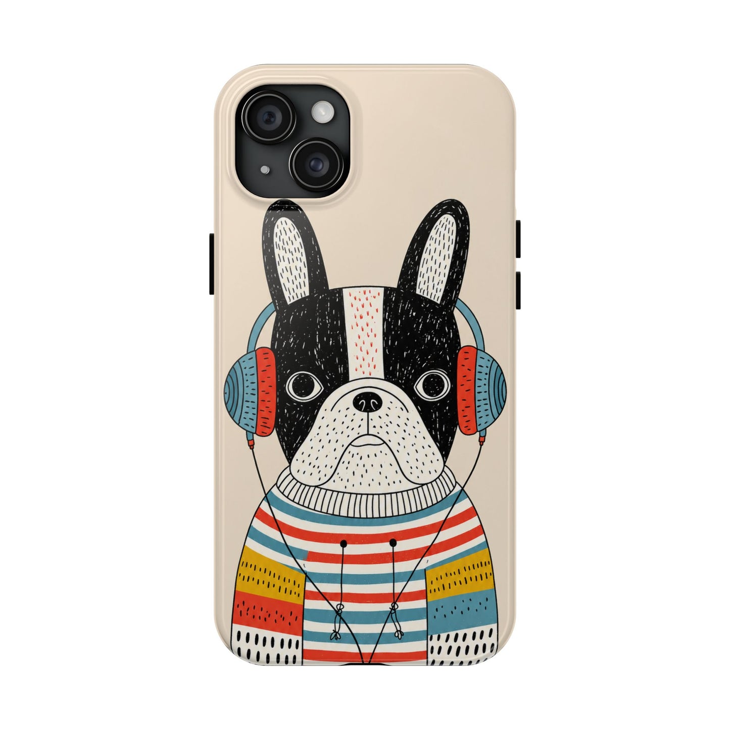 Music Dog Phone Case for iPhone and Samsung Galaxy, Cute Headphones Dog Protective Case