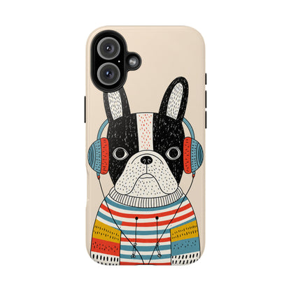 Music Dog Phone Case for iPhone and Samsung Galaxy, Cute Headphones Dog Protective Case