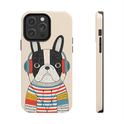 Music Dog Phone Case for iPhone and Samsung Galaxy, Cute Headphones Dog Protective Case