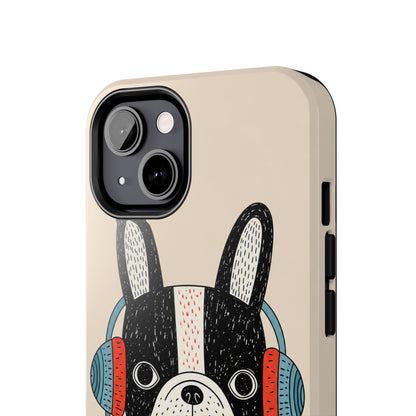 Music Dog Phone Case for iPhone and Samsung Galaxy, Cute Headphones Dog Protective Case