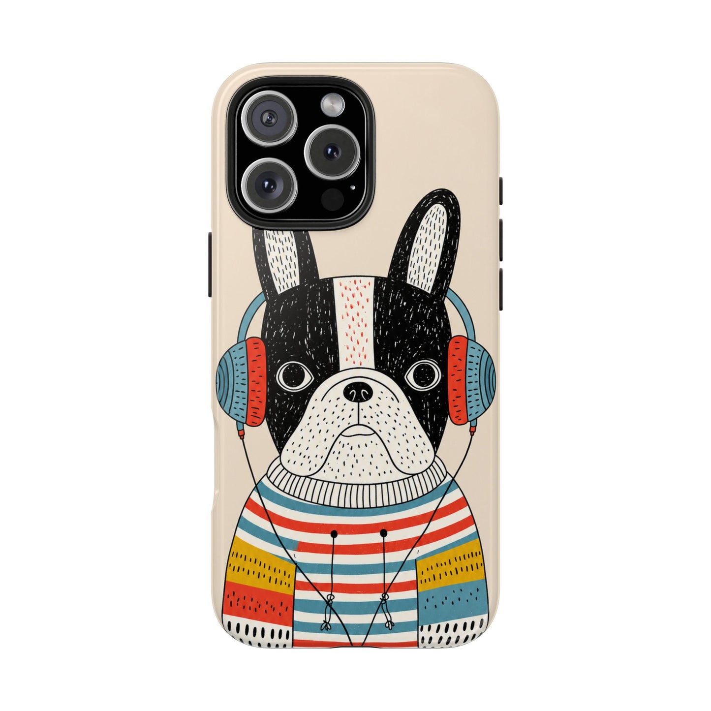 Music Dog Phone Case for iPhone and Samsung Galaxy, Cute Headphones Dog Protective Case