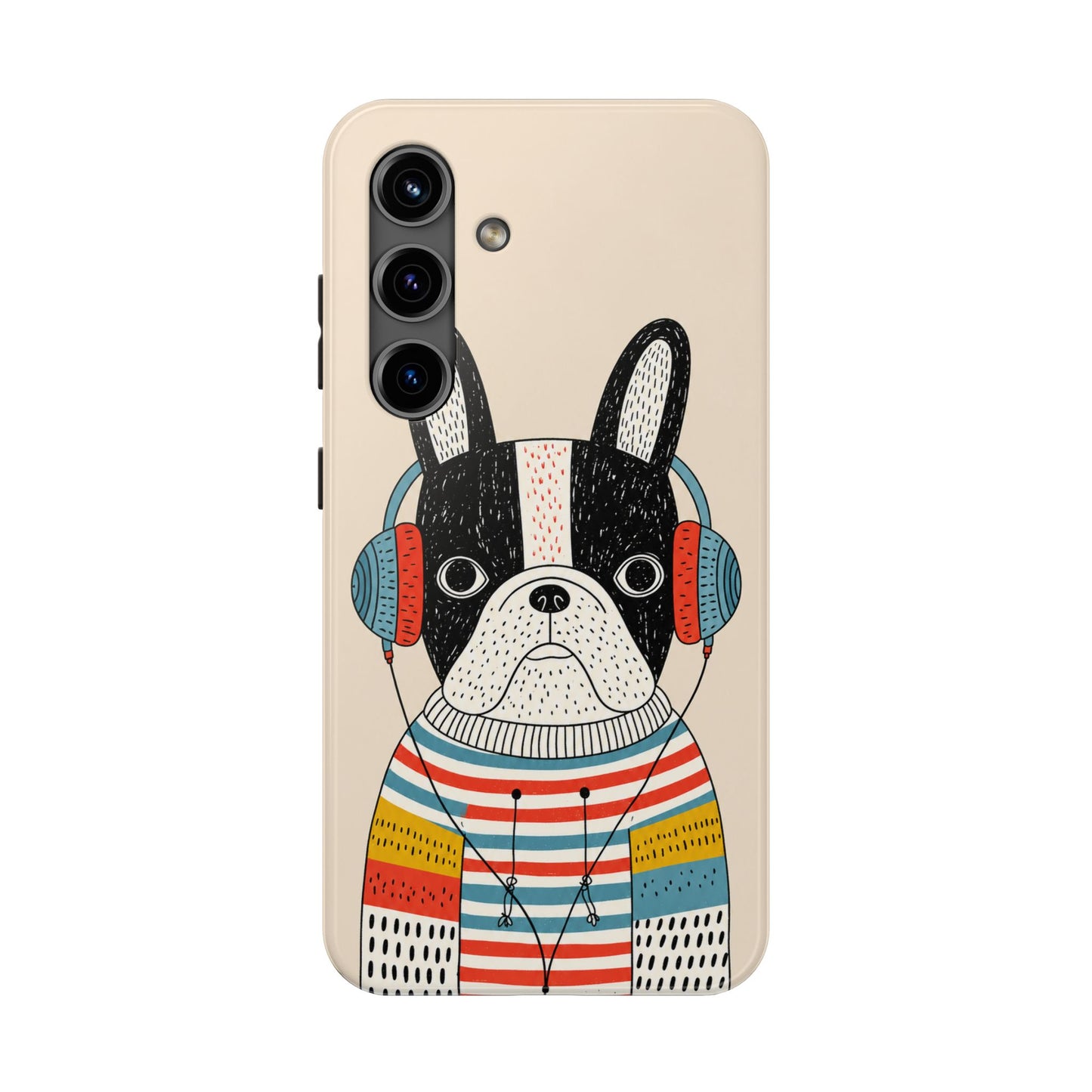Music Dog Phone Case for iPhone and Samsung Galaxy, Cute Headphones Dog Protective Case