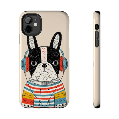 Music Dog Phone Case for iPhone and Samsung Galaxy, Cute Headphones Dog Protective Case