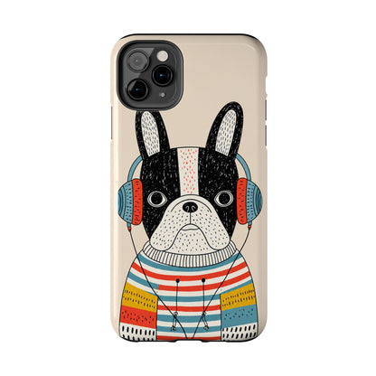 Music Dog Phone Case for iPhone and Samsung Galaxy, Cute Headphones Dog Protective Case