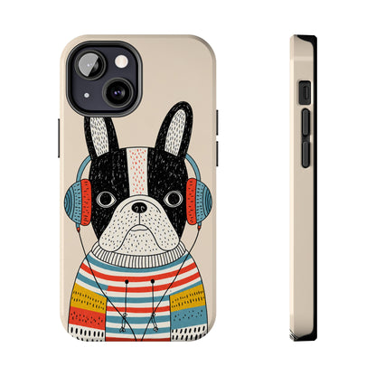 Music Dog Phone Case for iPhone and Samsung Galaxy, Cute Headphones Dog Protective Case