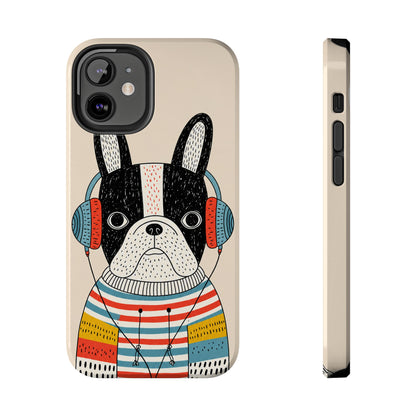 Music Dog Phone Case for iPhone and Samsung Galaxy, Cute Headphones Dog Protective Case