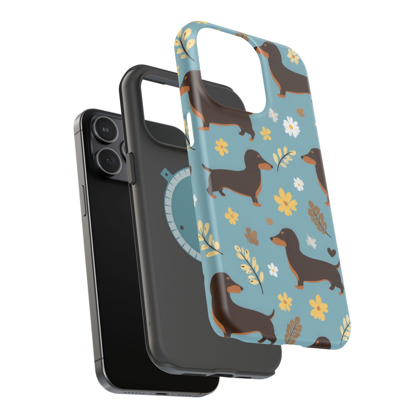 Dachshund Floral Magnetic Phone Case — Impact-Resistant