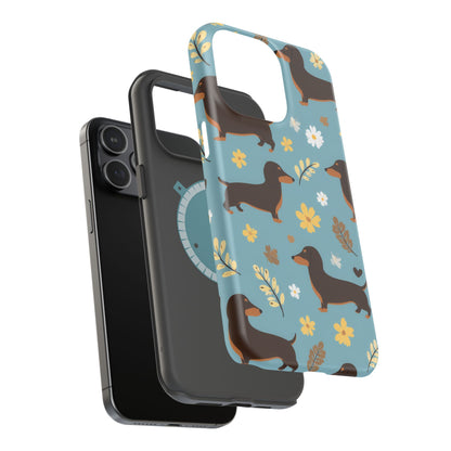 Dachshund Floral Magnetic Phone Case — Impact-Resistant