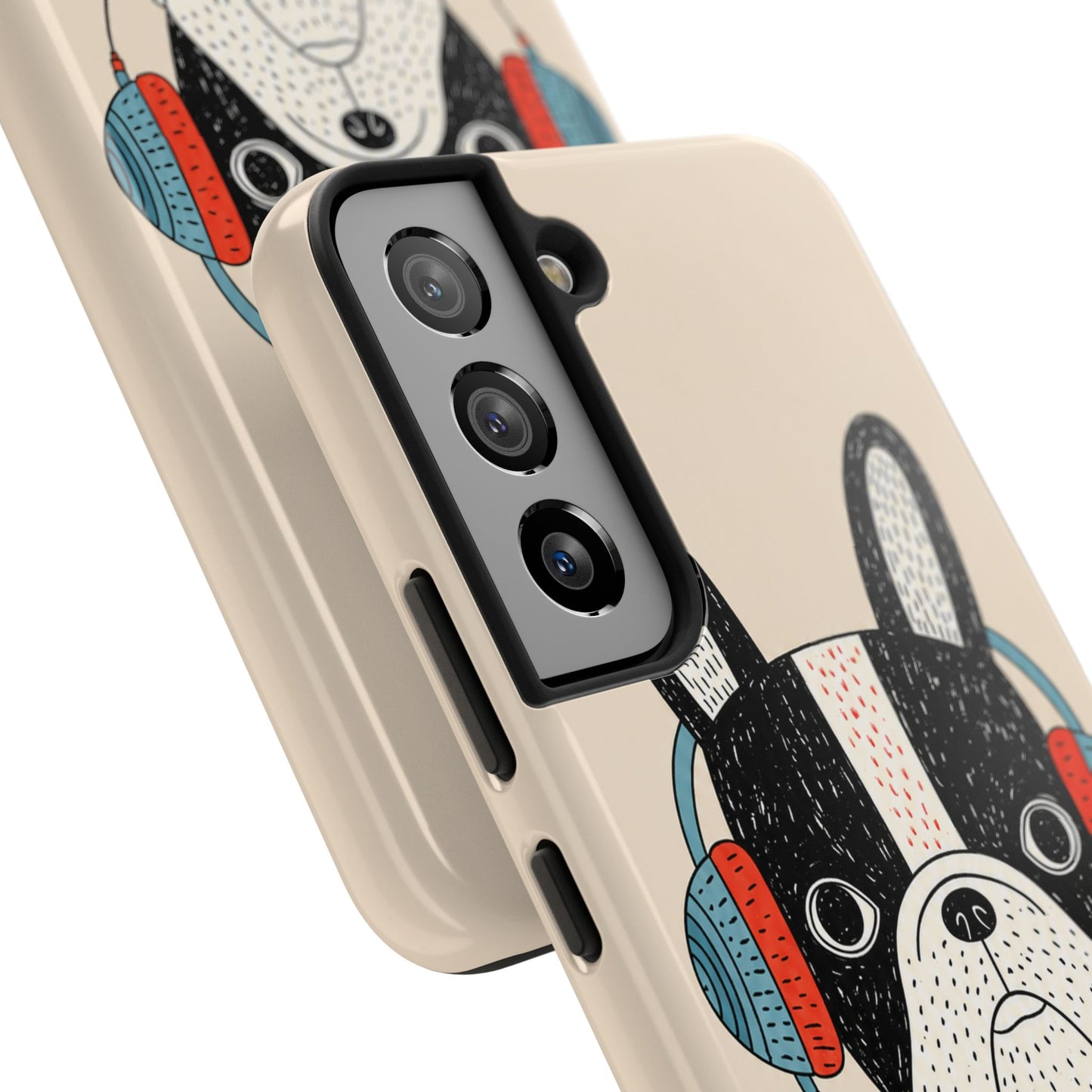 Music Dog Phone Case for iPhone and Samsung Galaxy, Cute Headphones Dog Protective Case