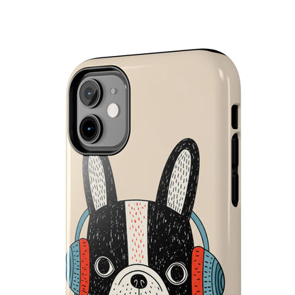 Music Dog Phone Case for iPhone and Samsung Galaxy, Cute Headphones Dog Protective Case