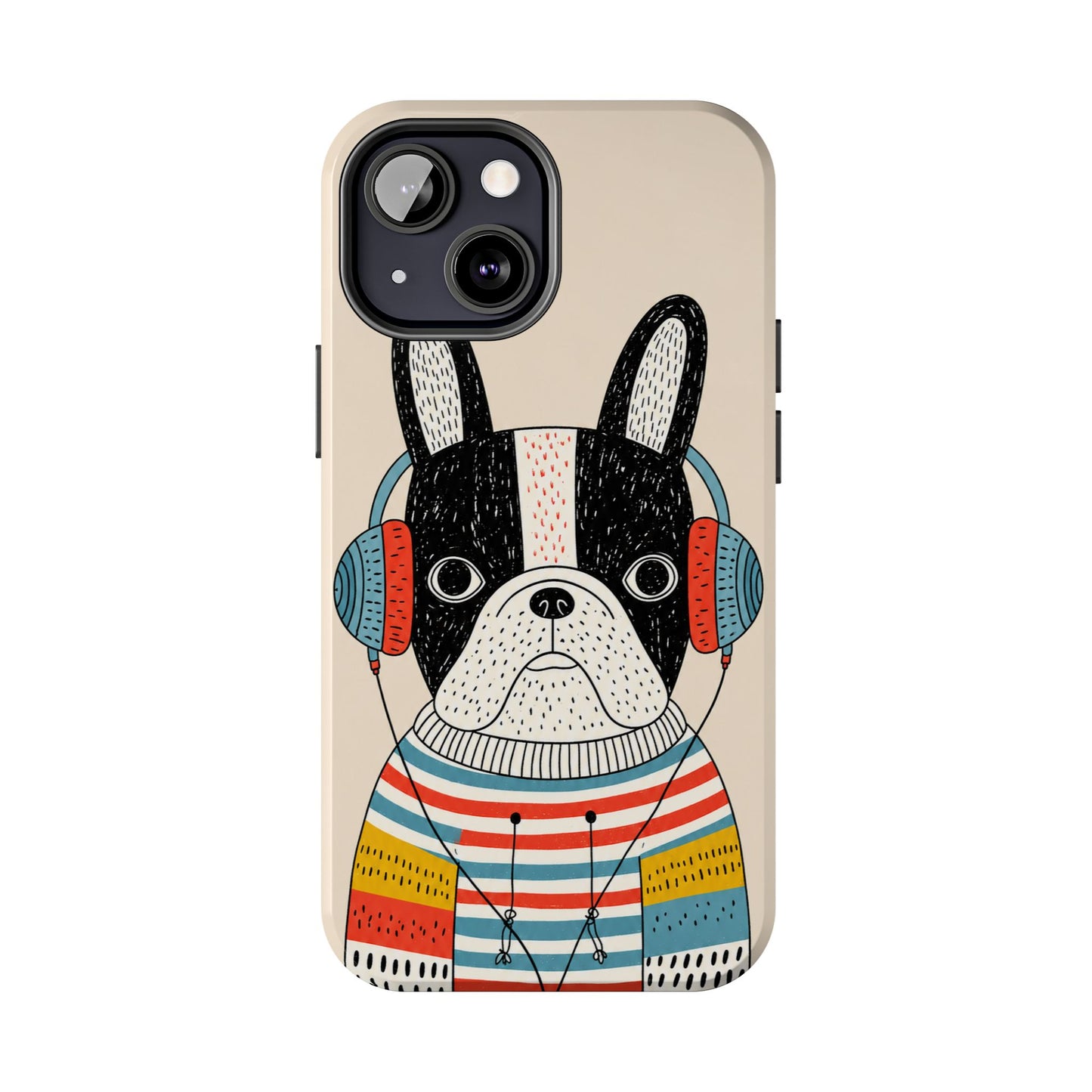 Music Dog Phone Case for iPhone and Samsung Galaxy, Cute Headphones Dog Protective Case