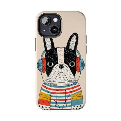 Music Dog Phone Case for iPhone and Samsung Galaxy, Cute Headphones Dog Protective Case