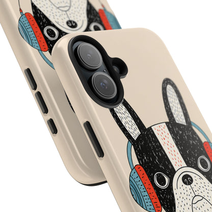 Music Dog Phone Case for iPhone and Samsung Galaxy, Cute Headphones Dog Protective Case