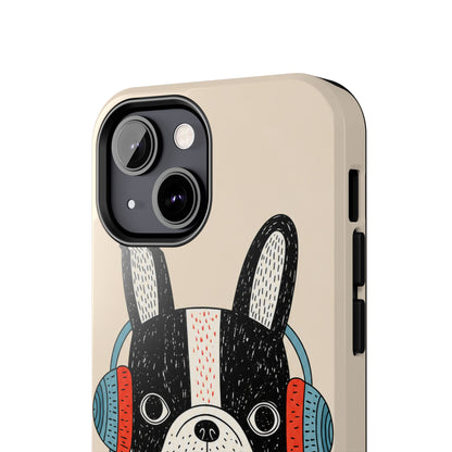Music Dog Phone Case for iPhone and Samsung Galaxy, Cute Headphones Dog Protective Case