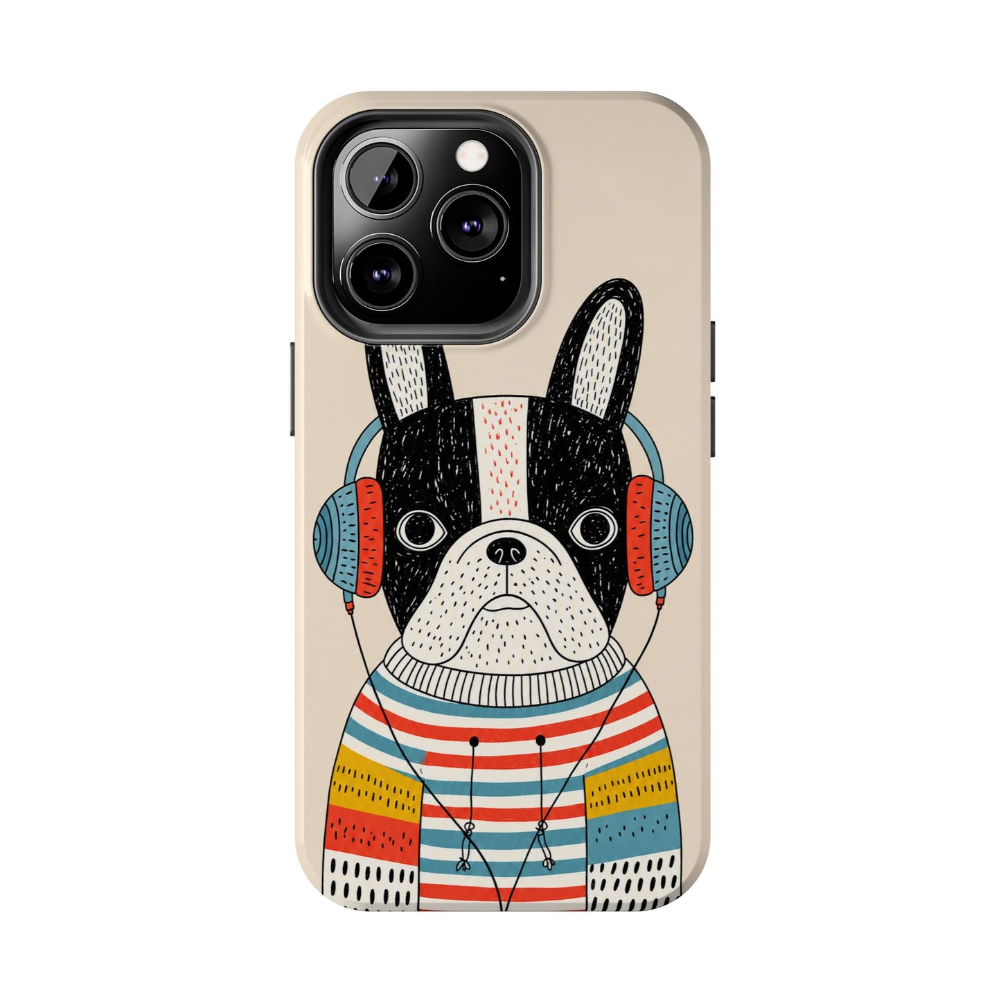 Music Dog Phone Case for iPhone and Samsung Galaxy, Cute Headphones Dog Protective Case