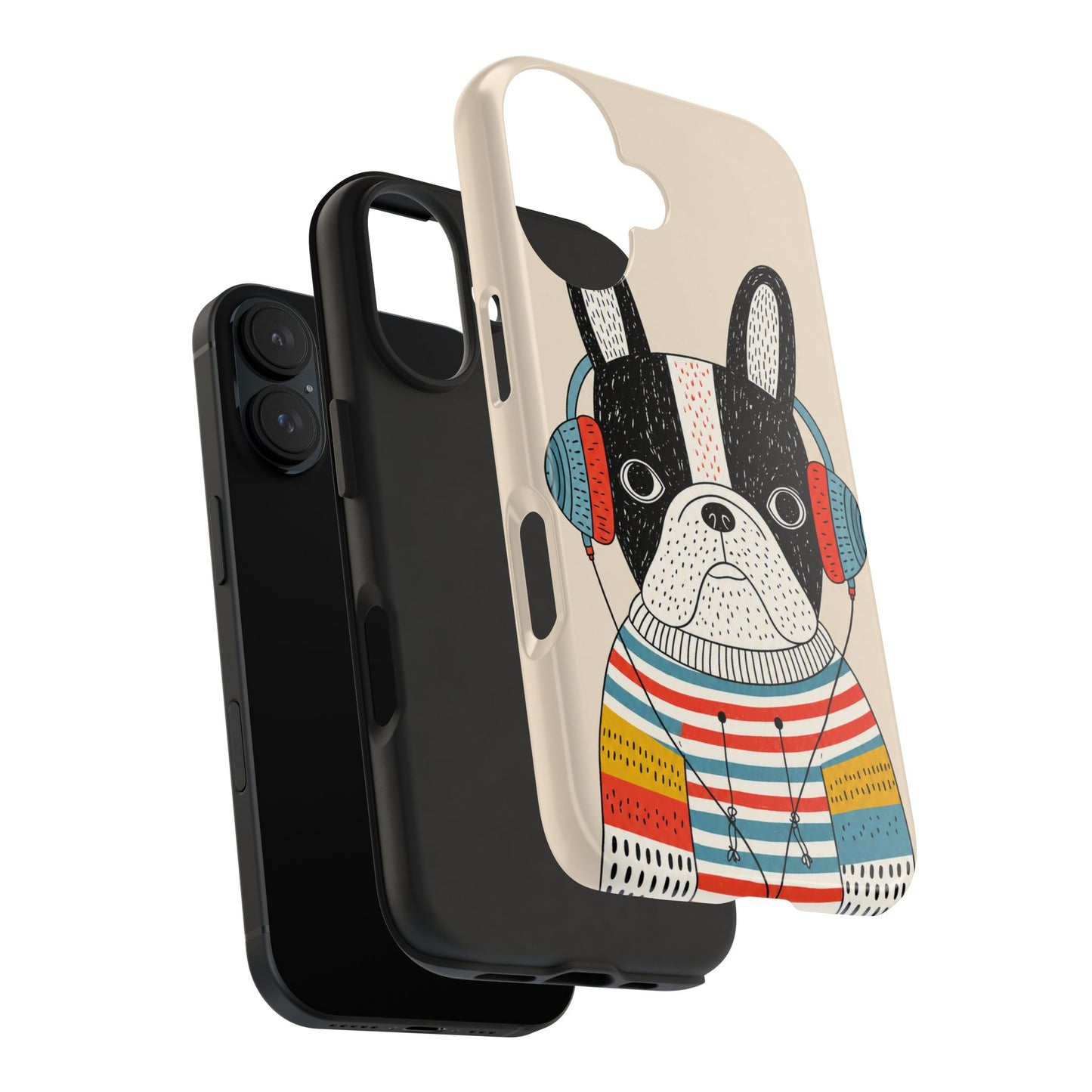 Music Dog Phone Case for iPhone and Samsung Galaxy, Cute Headphones Dog Protective Case