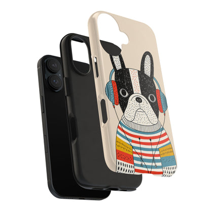 Music Dog Phone Case for iPhone and Samsung Galaxy, Cute Headphones Dog Protective Case