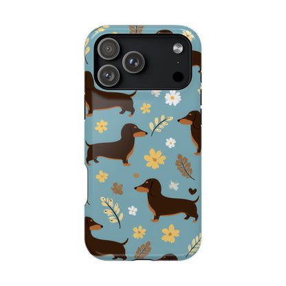 Dachshund Floral Magnetic Phone Case — Impact-Resistant