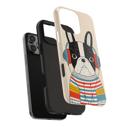 Music Dog Phone Case for iPhone and Samsung Galaxy, Cute Headphones Dog Protective Case
