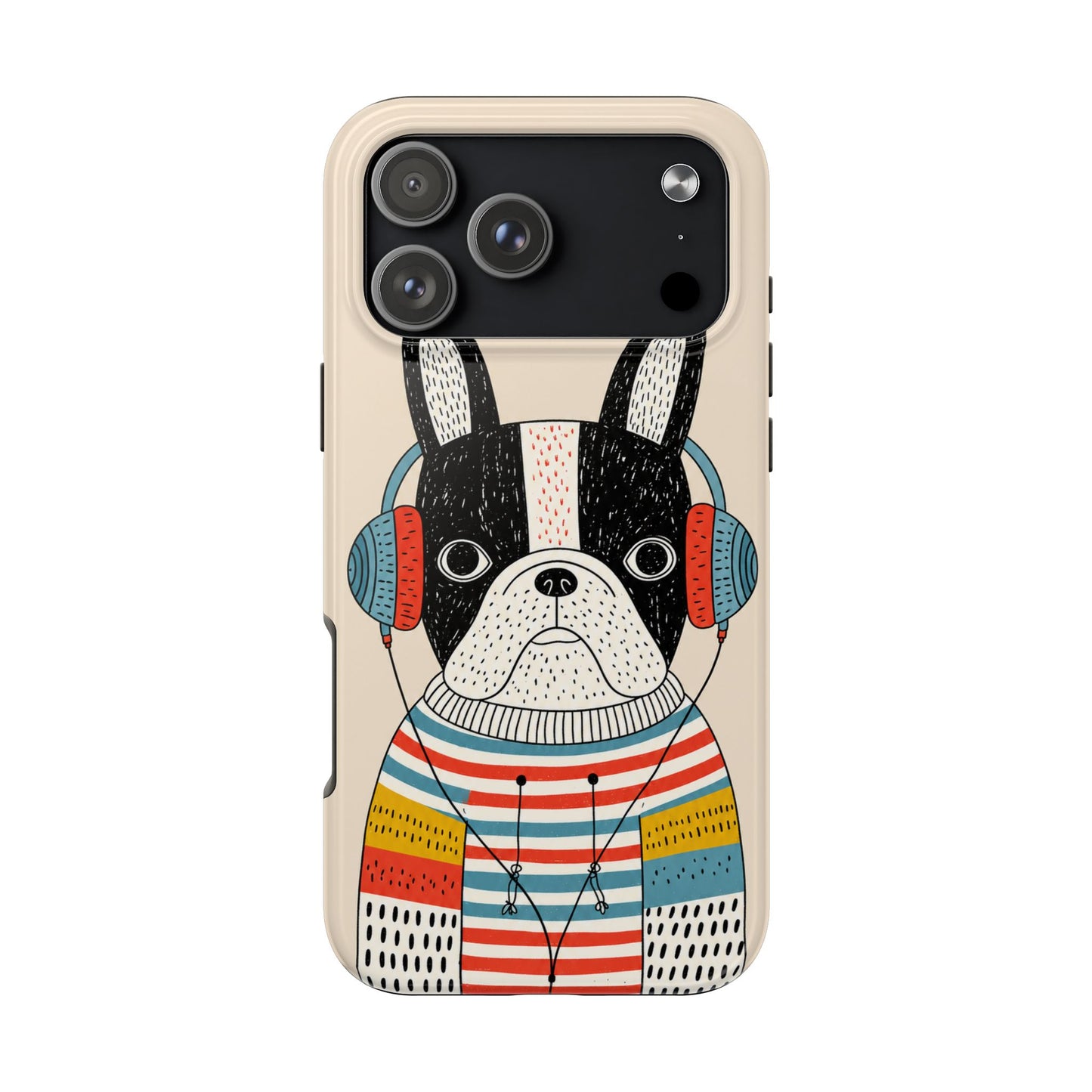 Music Dog Phone Case for iPhone and Samsung Galaxy, Cute Headphones Dog Protective Case
