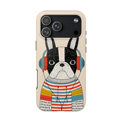Music Dog Phone Case for iPhone and Samsung Galaxy, Cute Headphones Dog Protective Case