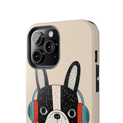 Music Dog Phone Case for iPhone and Samsung Galaxy, Cute Headphones Dog Protective Case