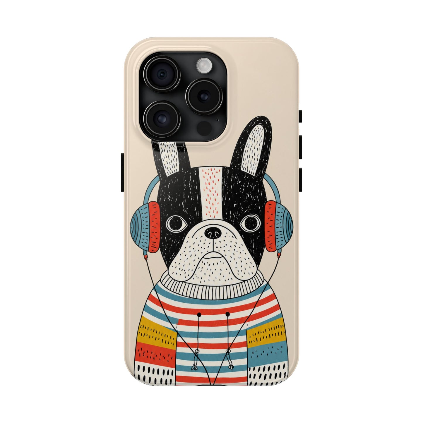 Music Dog Phone Case for iPhone and Samsung Galaxy, Cute Headphones Dog Protective Case